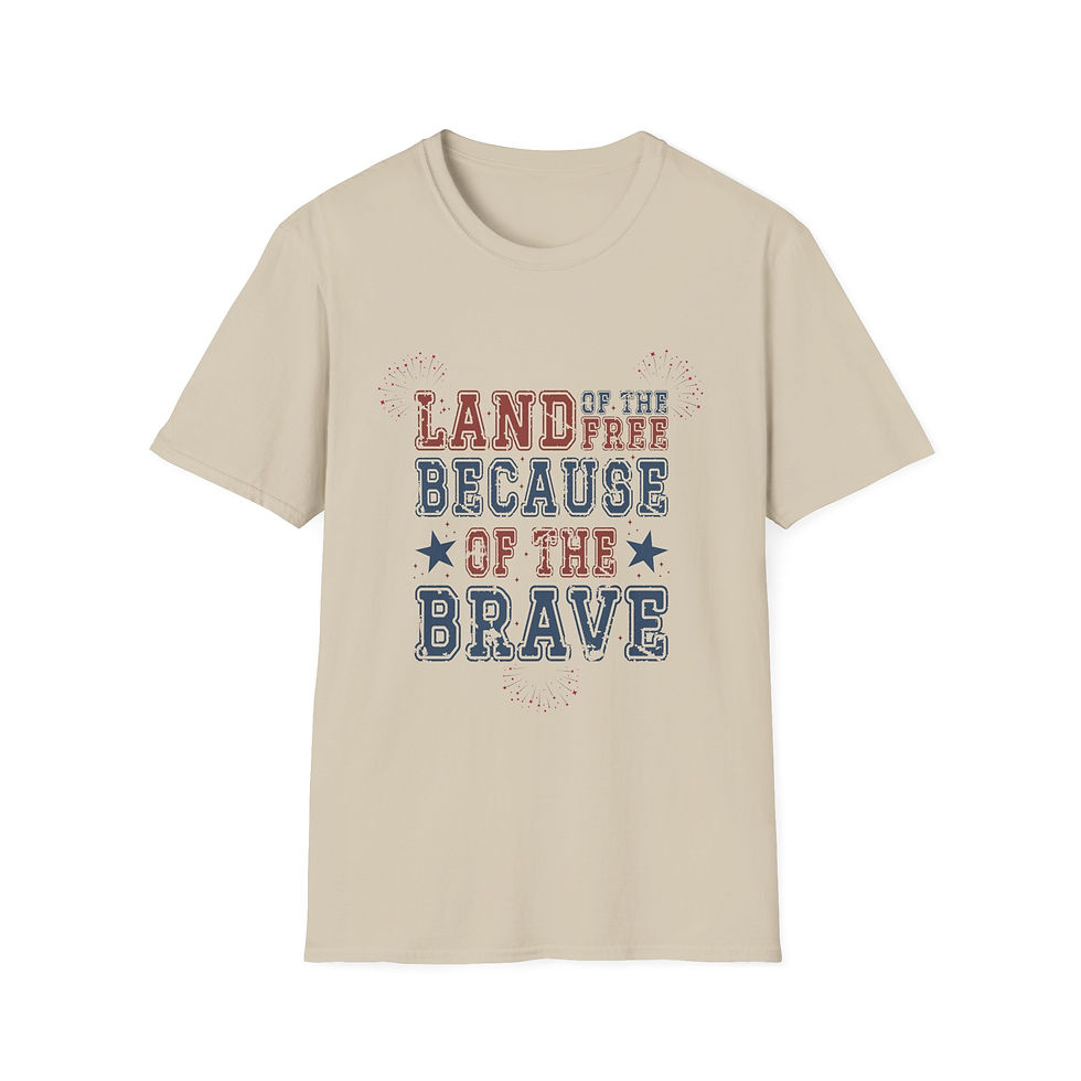 Thumbnail: Land of the Free Because of the Brave - Unisex Softstyle T-Shirt Americana