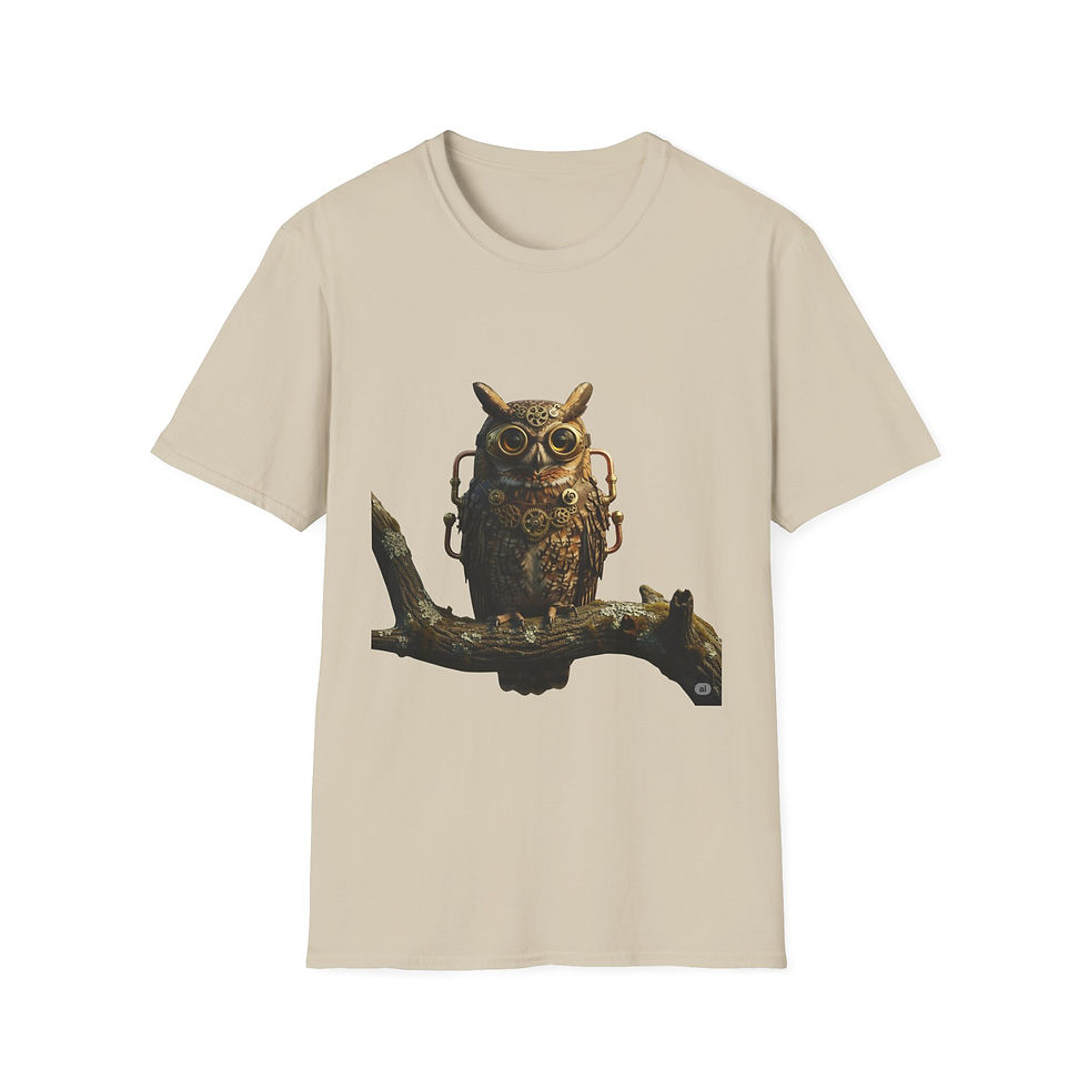 Thumbnail: Steampunk Owl T-Shirt, Fantasy Apparel, Unisex Graphic, Casual, Geek Culture