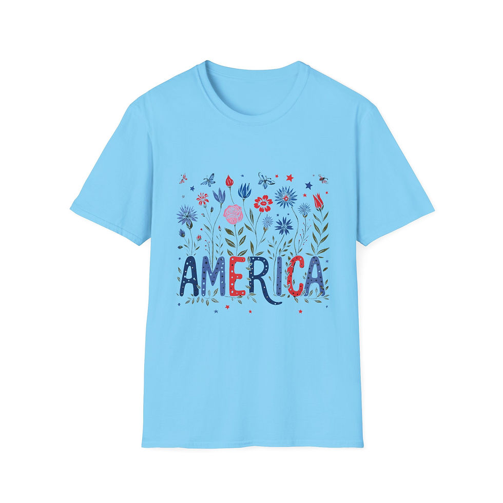 Thumbnail: Patriotic Floral America T-Shirt | Unisex | Holidays, 4th of July, Summer Casual