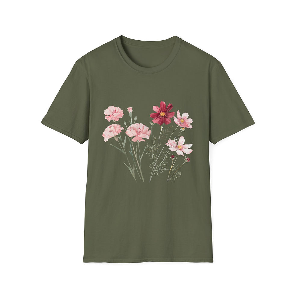 Thumbnail: Flower Dreams, Pink and Red, Carnation, Health, Unisex T-Shirt, Softstyle