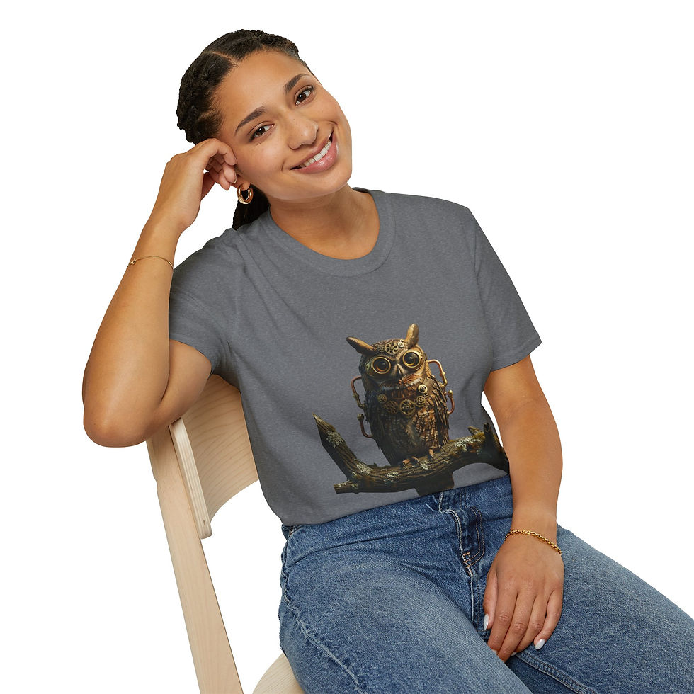 Thumbnail: Steampunk Owl T-Shirt, Fantasy Apparel, Unisex Graphic, Casual, Geek Culture