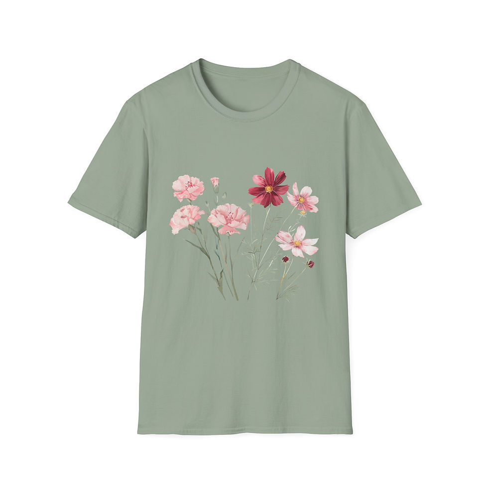Thumbnail: Flower Dreams, Pink and Red, Carnation, Health, Unisex T-Shirt, Softstyle