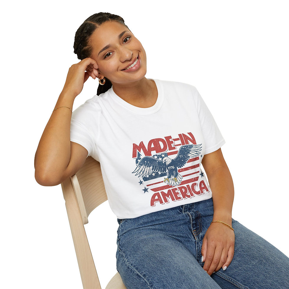 Thumbnail: Patriotic Eagle T-Shirt, Unisex Softstyle, 4th of July, USA Pride, Vintage Eagle