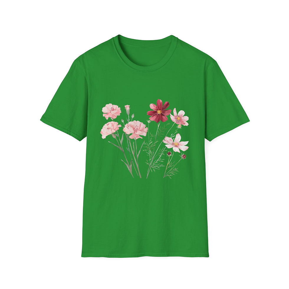 Thumbnail: Flower Dreams, Pink and Red, Carnation, Health, Unisex T-Shirt, Softstyle