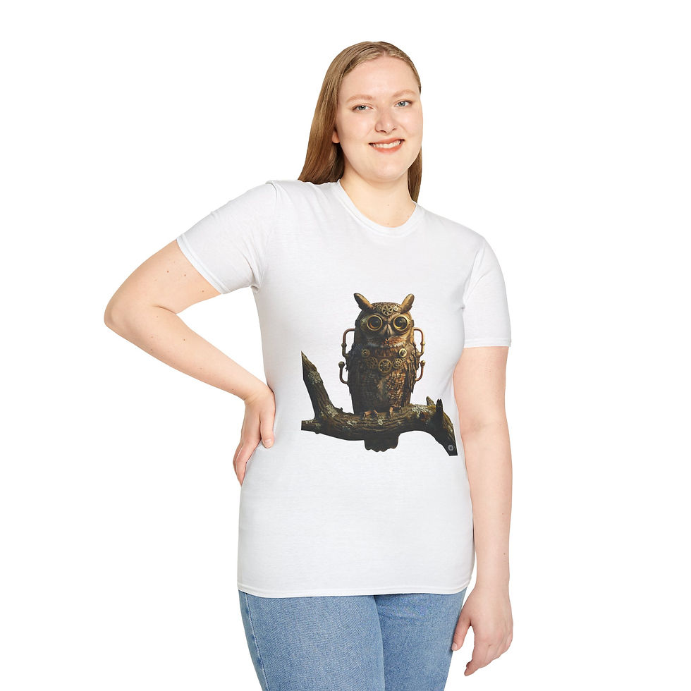 Thumbnail: Steampunk Owl T-Shirt, Fantasy Apparel, Unisex Graphic, Casual, Geek Culture
