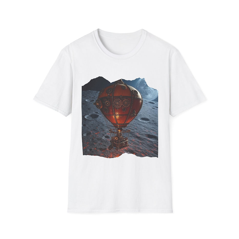 Thumbnail: Steampunk Hot Air Balloon T-Shirt, Fantasy Apparel, Unisex, Casual, Geek Culture