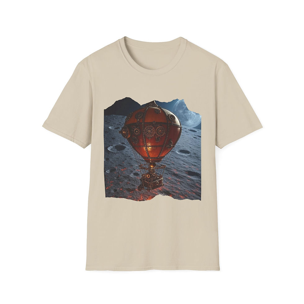 Thumbnail: Steampunk Hot Air Balloon T-Shirt, Fantasy Apparel, Unisex, Casual, Geek Culture