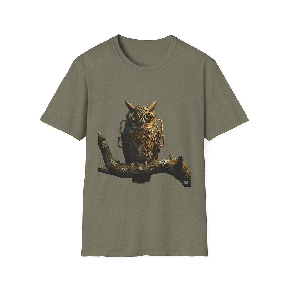 Thumbnail: Steampunk Owl T-Shirt, Fantasy Apparel, Unisex Graphic, Casual, Geek Culture