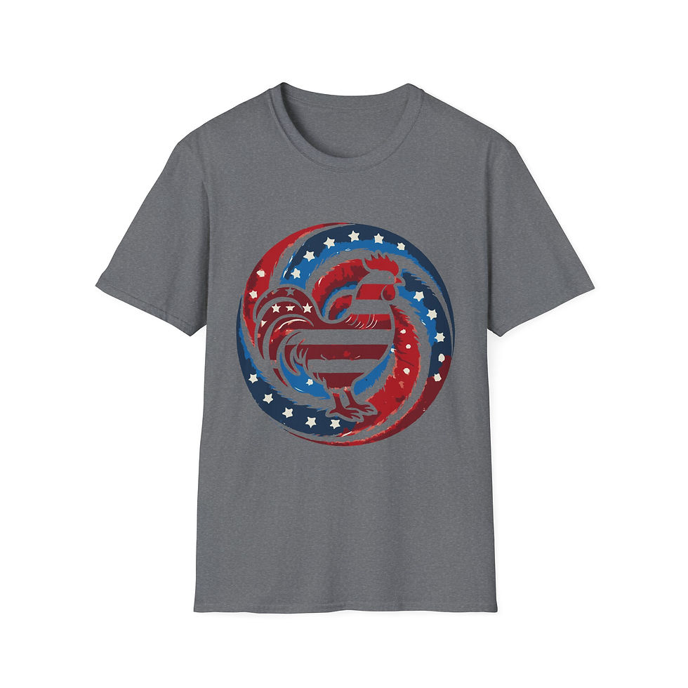 Thumbnail: Patriotic Rooster T-Shirt | Unisex Softstyle, Independence Day, Casual Wear