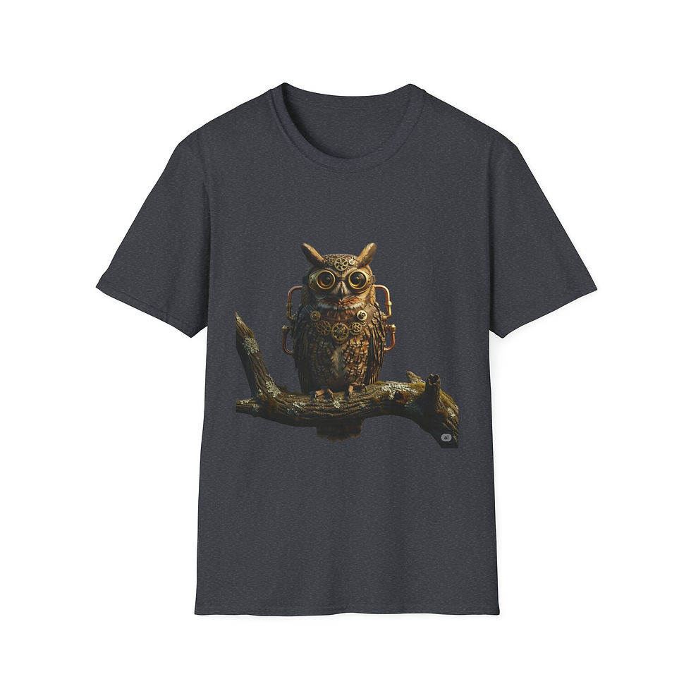 Thumbnail: Steampunk Owl T-Shirt, Fantasy Apparel, Unisex Graphic, Casual, Geek Culture