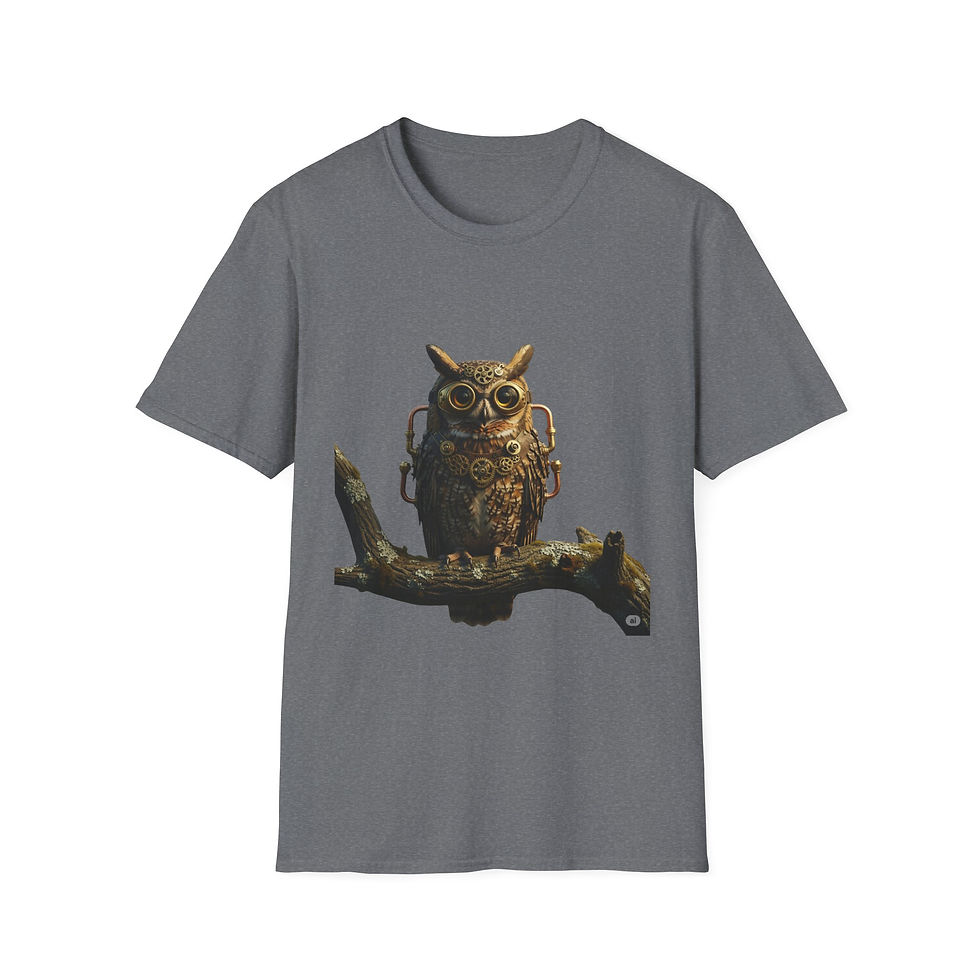 Thumbnail: Steampunk Owl T-Shirt, Fantasy Apparel, Unisex Graphic, Casual, Geek Culture