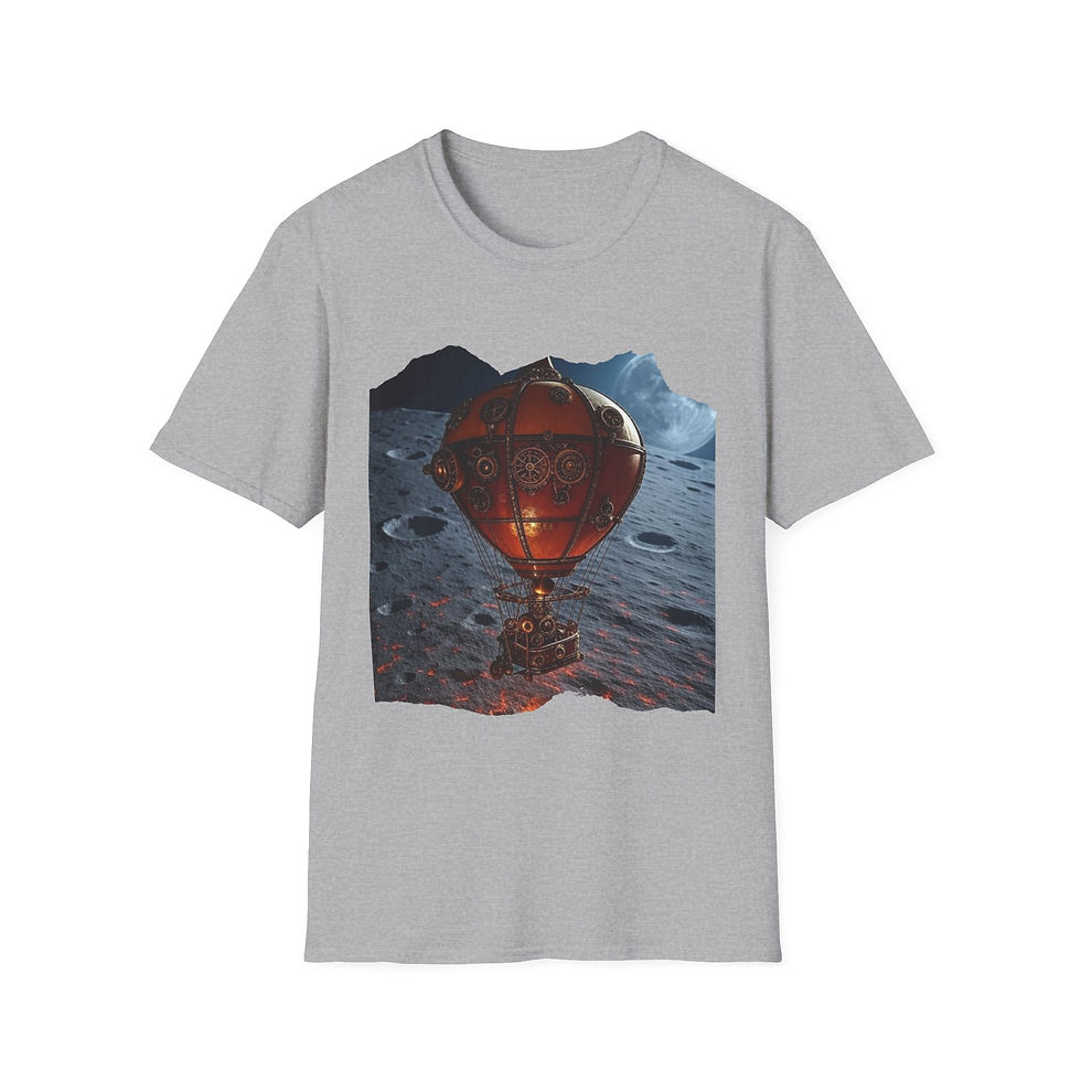 Thumbnail: Steampunk Hot Air Balloon T-Shirt, Fantasy Apparel, Unisex, Casual, Geek Culture