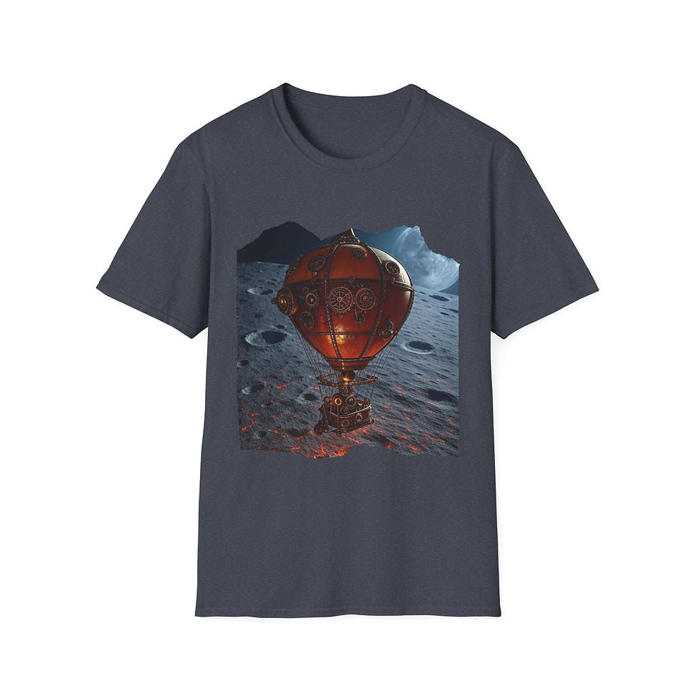 Thumbnail: Steampunk Hot Air Balloon T-Shirt, Fantasy Apparel, Unisex, Casual, Geek Culture