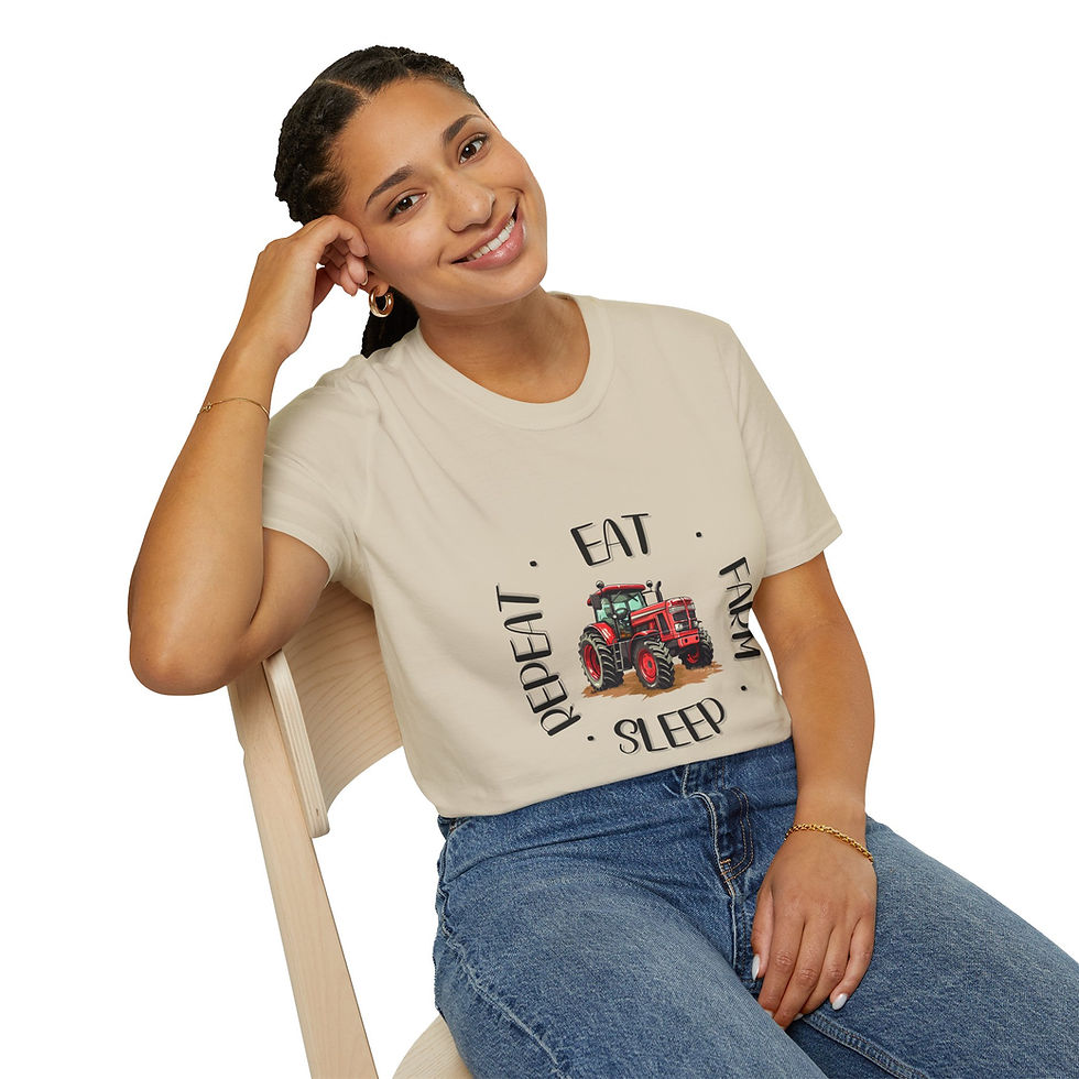 Thumbnail: Farm Life Unisex T-Shirt | Eat Sleep Farm Repeat, Gift for Farmers, Rustic