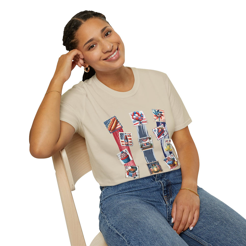Thumbnail: Patriotic Unisex Softstyle T-Shirt, Independence Day, Memorial Day, Veterans