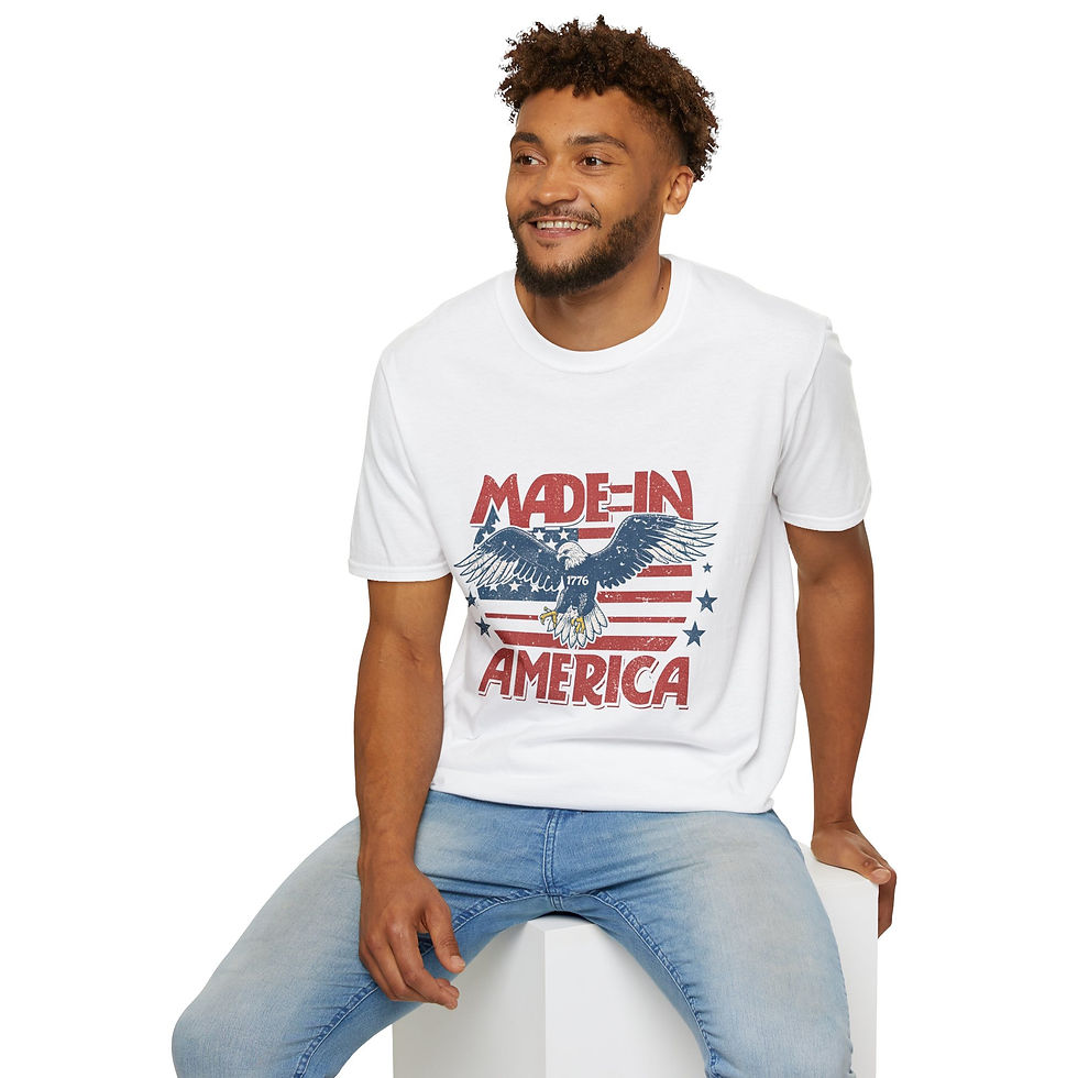 Thumbnail: Patriotic Eagle T-Shirt, Unisex Softstyle, 4th of July, USA Pride, Vintage Eagle