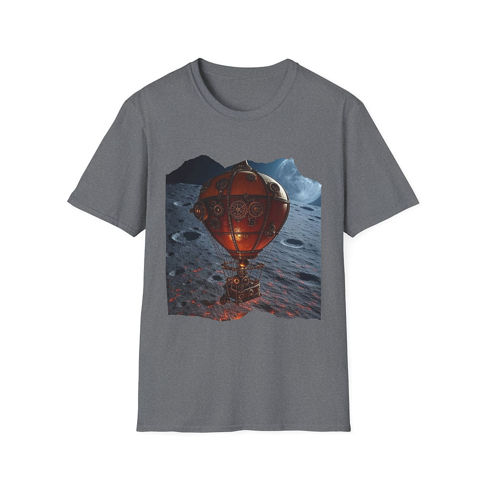 Thumbnail: Steampunk Hot Air Balloon T-Shirt, Fantasy Apparel, Unisex, Casual, Geek Culture