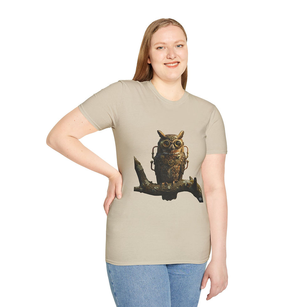 Thumbnail: Steampunk Owl T-Shirt, Fantasy Apparel, Unisex Graphic, Casual, Geek Culture