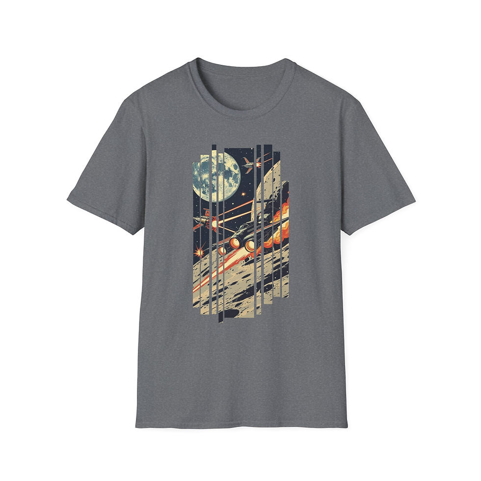 Thumbnail: Cosmic Battle T-Shirt | Retro Space, Unisex Softstyle, Galaxy, Science Fiction