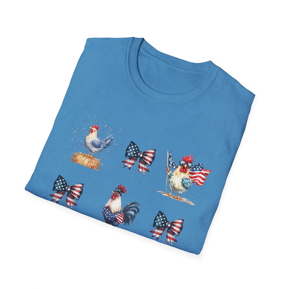 Thumbnail: Patriotic Chicken T-Shirt, Comfortable Unisex for Independence Day, Animal Lover