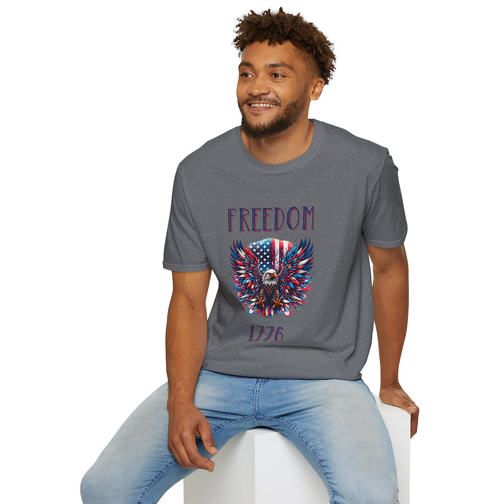 Thumbnail: Patriotic Eagle T-Shirt, Freedom 1776 Graphic, Unisex Softstyle Shirt, Americana