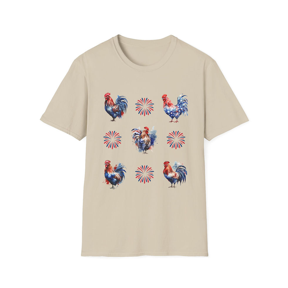 Thumbnail: Patriotic Rooster T-Shirt | Softstyle Tee Independence Day, Rooster, Farmhouse