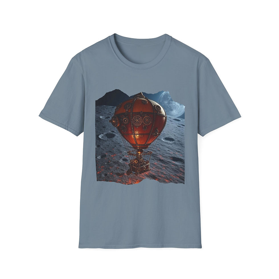 Thumbnail: Steampunk Hot Air Balloon T-Shirt, Fantasy Apparel, Unisex, Casual, Geek Culture