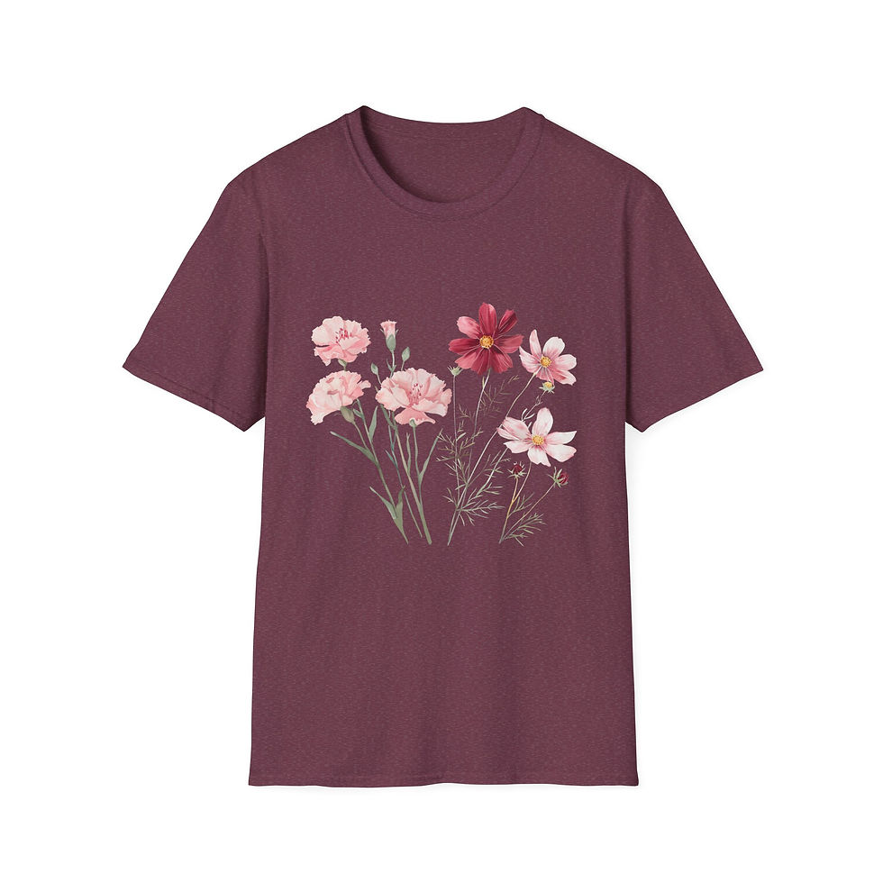 Thumbnail: Flower Dreams, Pink and Red, Carnation, Health, Unisex T-Shirt, Softstyle