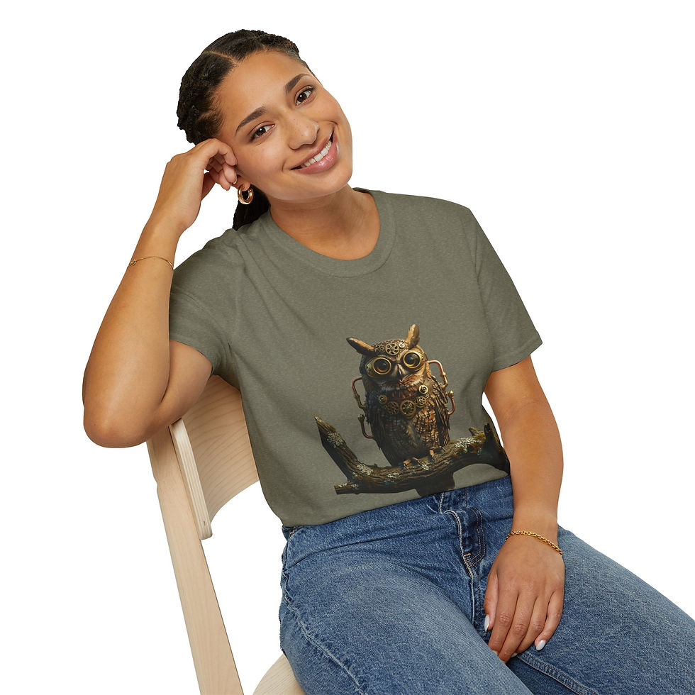 Thumbnail: Steampunk Owl T-Shirt, Fantasy Apparel, Unisex Graphic, Casual, Geek Culture