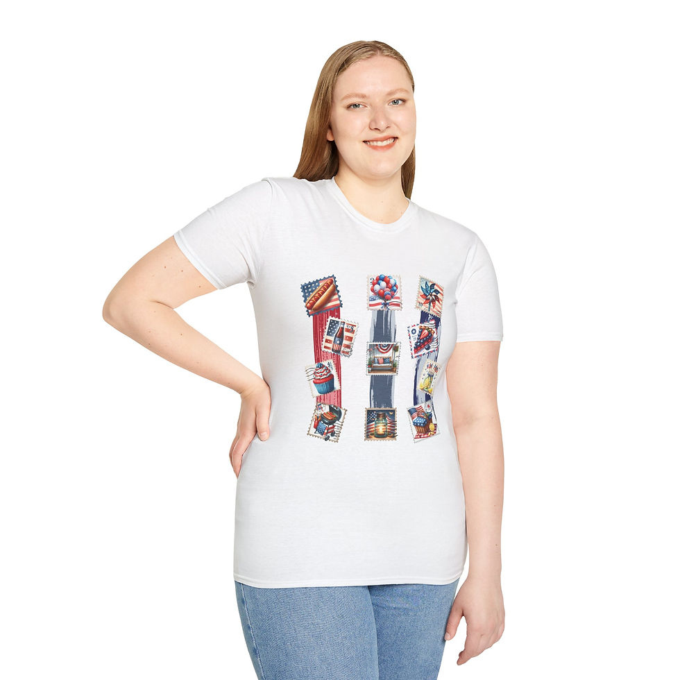 Thumbnail: Patriotic Unisex Softstyle T-Shirt, Independence Day, Memorial Day, Veterans