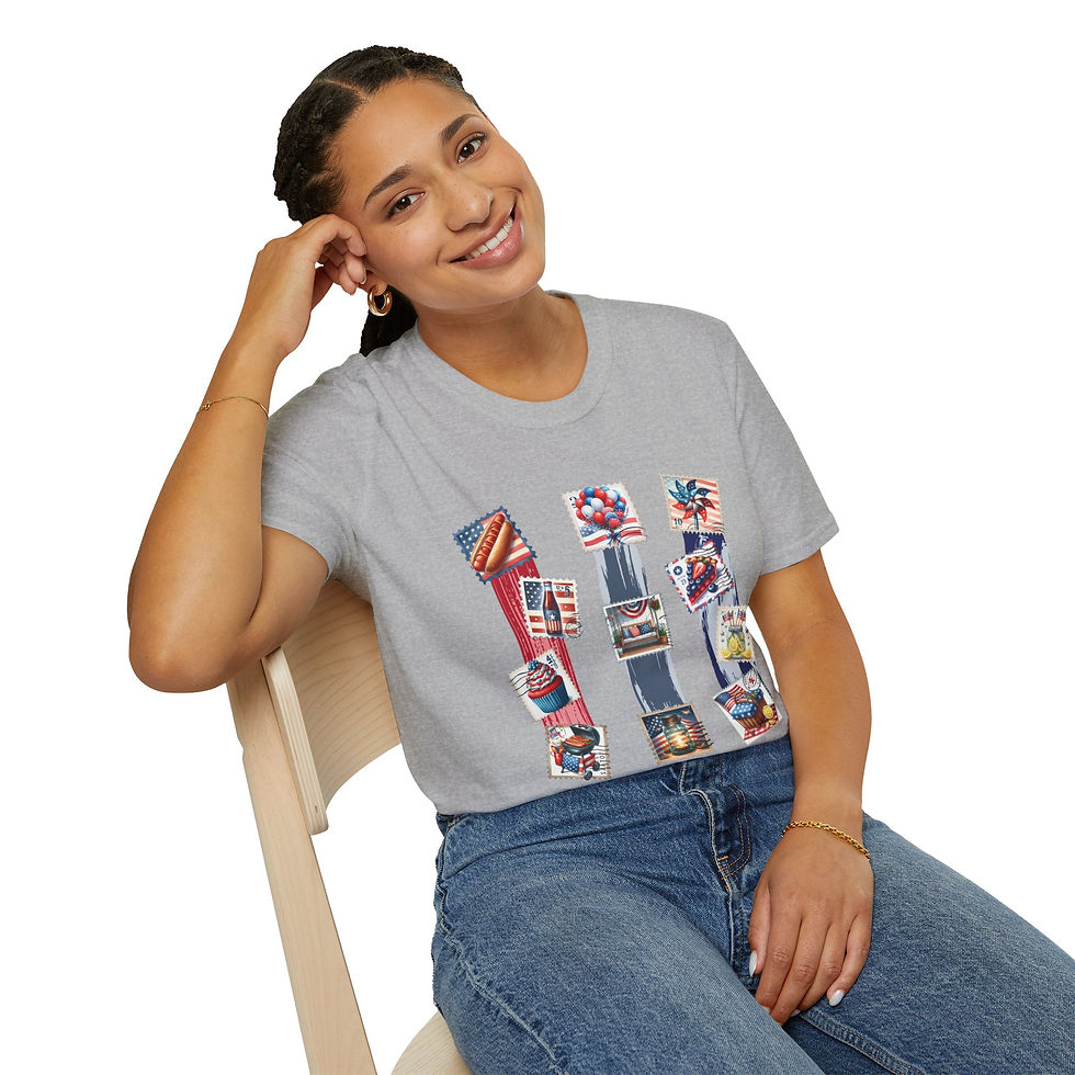 Thumbnail: Patriotic Unisex Softstyle T-Shirt, Independence Day, Memorial Day, Veterans