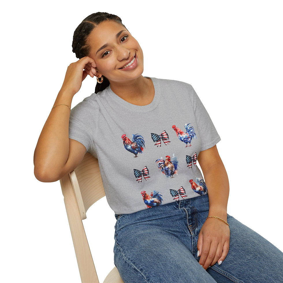 Thumbnail: Patriotic Rooster T-Shirt, Unisex Tee, 4th of July, Farmhouse, Americana, Casual