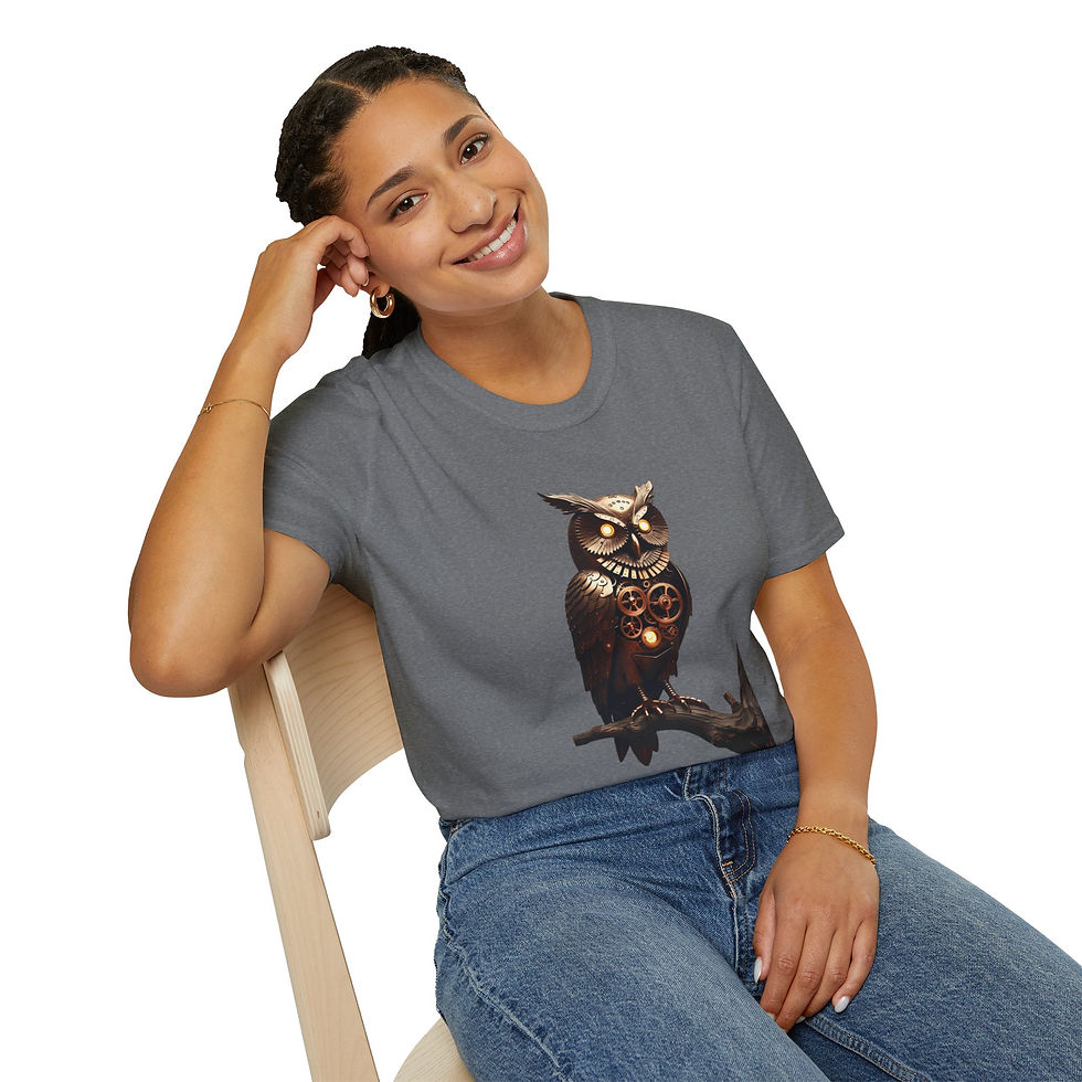 Thumbnail: Steampunk Owl T-Shirt, Fantasy Apparel, Unisex Graphic, Casual, Geek Culture