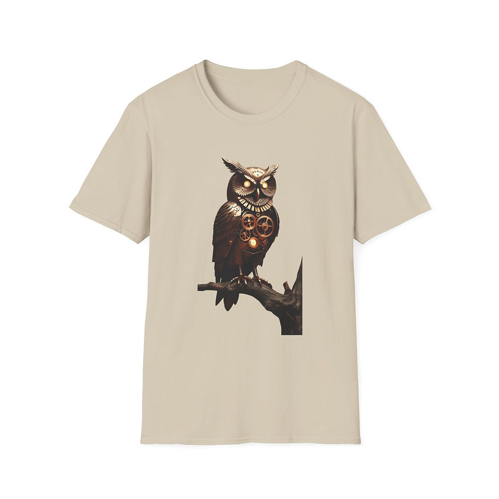 Thumbnail: Steampunk Owl T-Shirt, Fantasy Apparel, Unisex Graphic, Casual, Geek Culture