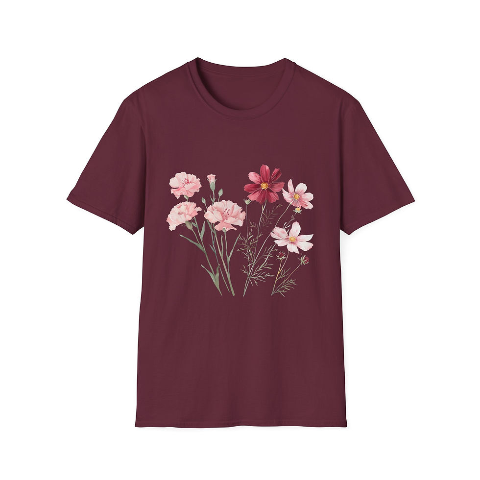 Thumbnail: Flower Dreams, Pink and Red, Carnation, Health, Unisex T-Shirt, Softstyle
