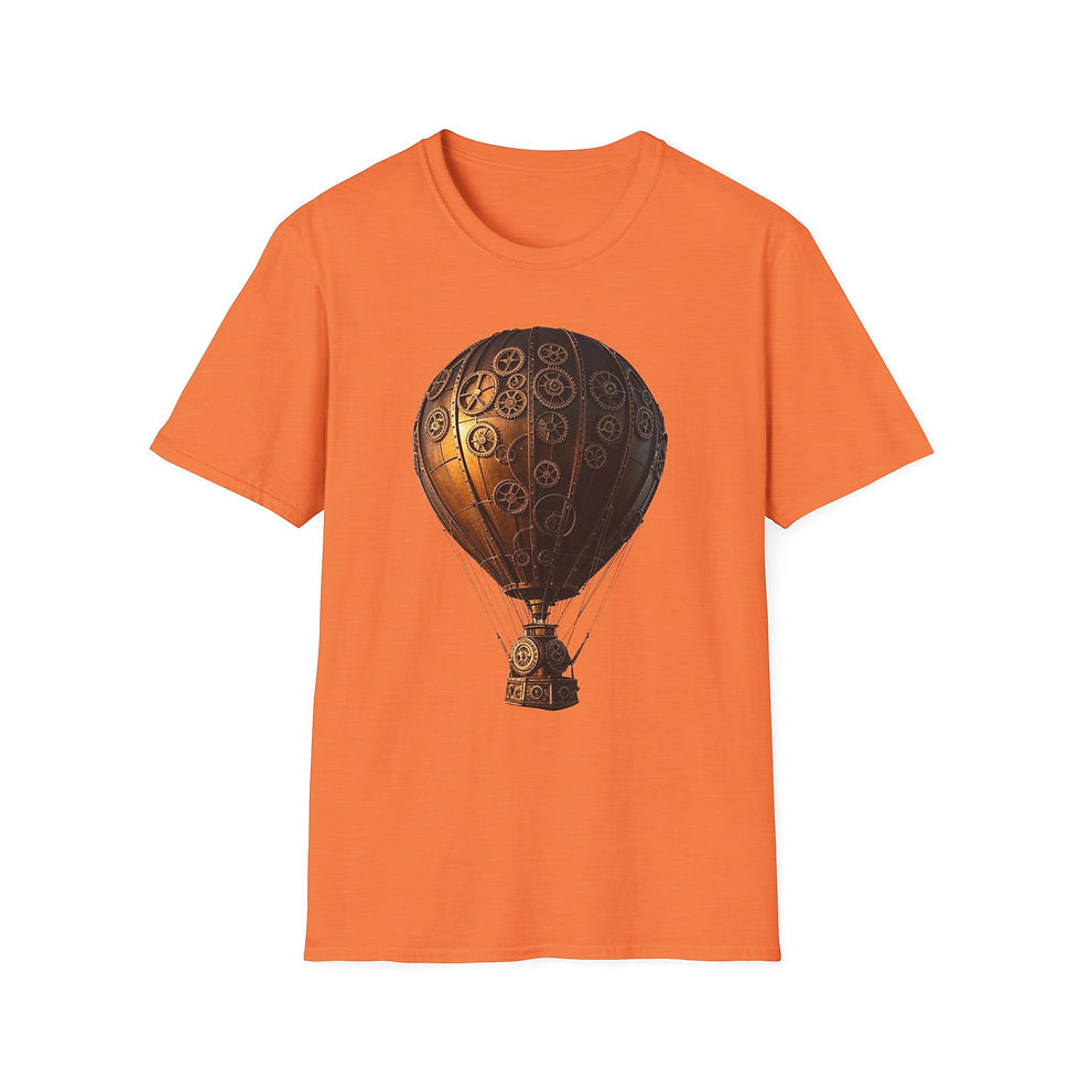 Thumbnail: Steampunk Hot Air Balloon T-Shirt, Fantasy Apparel, Unisex, Casual, Geek Culture