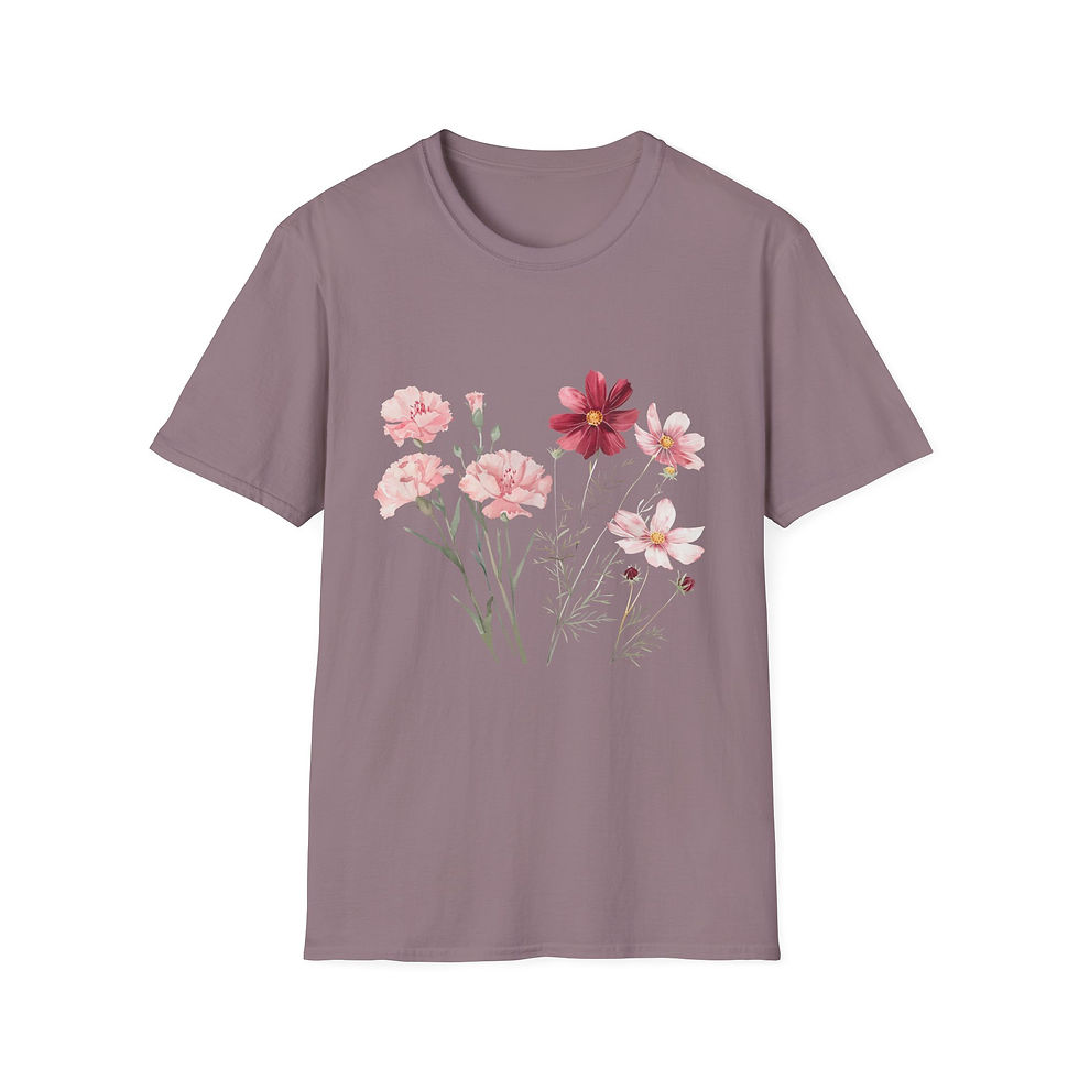 Thumbnail: Flower Dreams, Pink and Red, Carnation, Health, Unisex T-Shirt, Softstyle