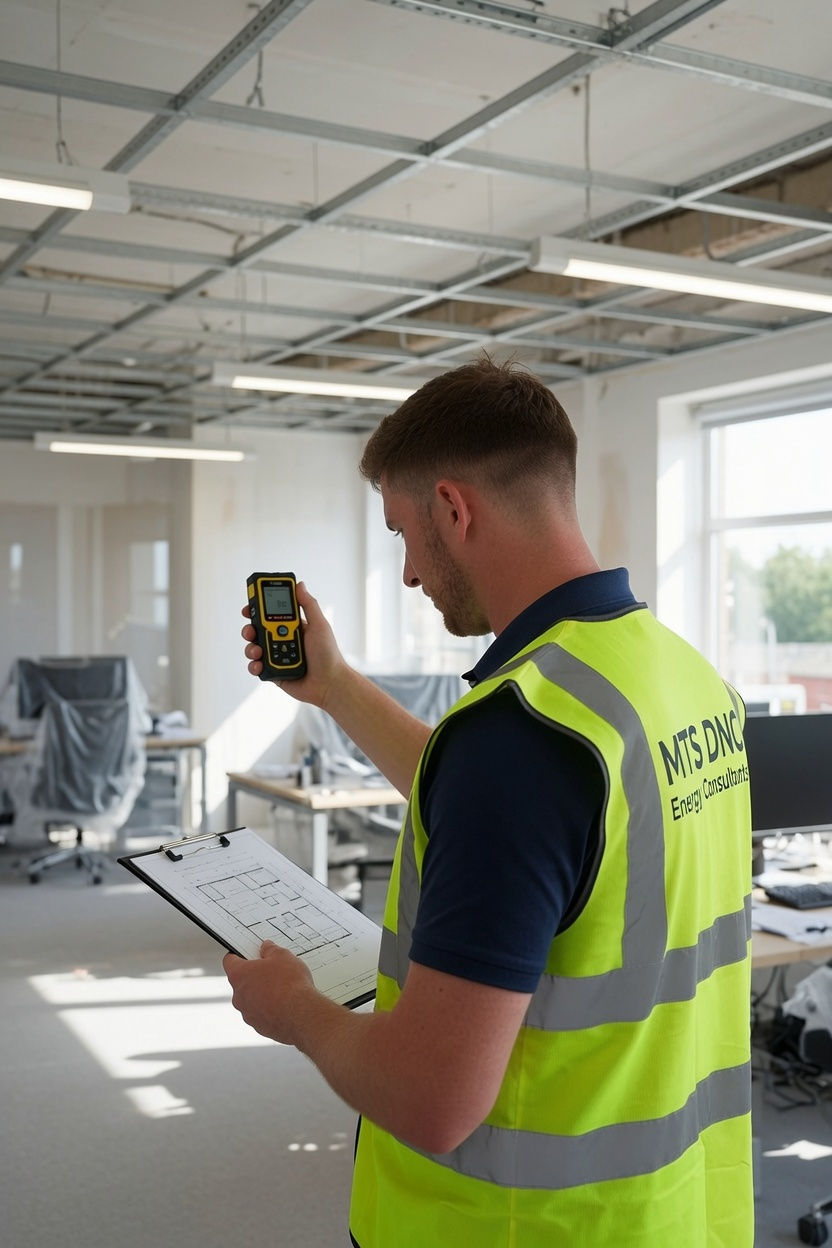 Non-Domestic BER assessment showing the impact of solar PV panels, electrical systems and renewable energy technologies on a commercial building energy rating in Ireland.