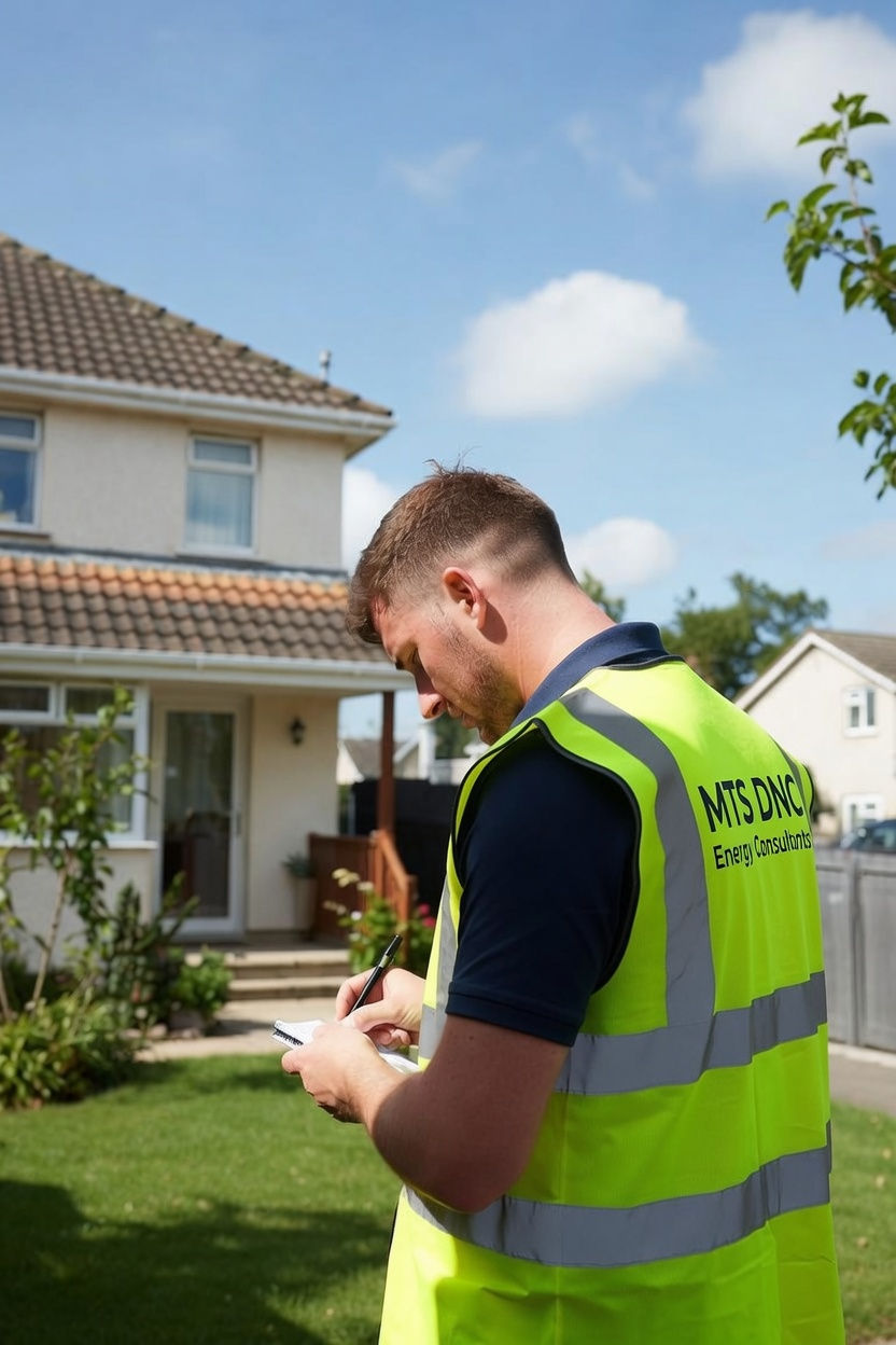 BER assessor inspecting insulation, heating systems, windows and hot water cylinder during a residential BER assessment in Dublin to produce an official BER Certificate