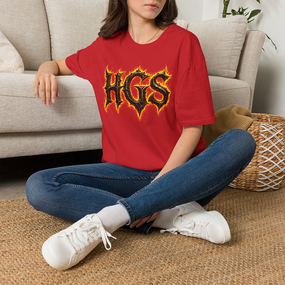 Thumbnail: Flaming HGS Graphic Tee — Fiery Lettering Black T-Shirt