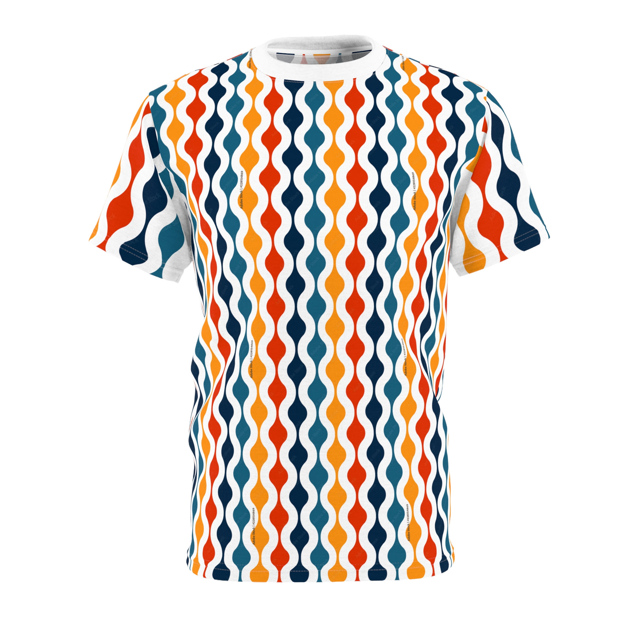 Vibrant Waves Unisex Tee - Retro Colorful Cut & Sew Shirt
