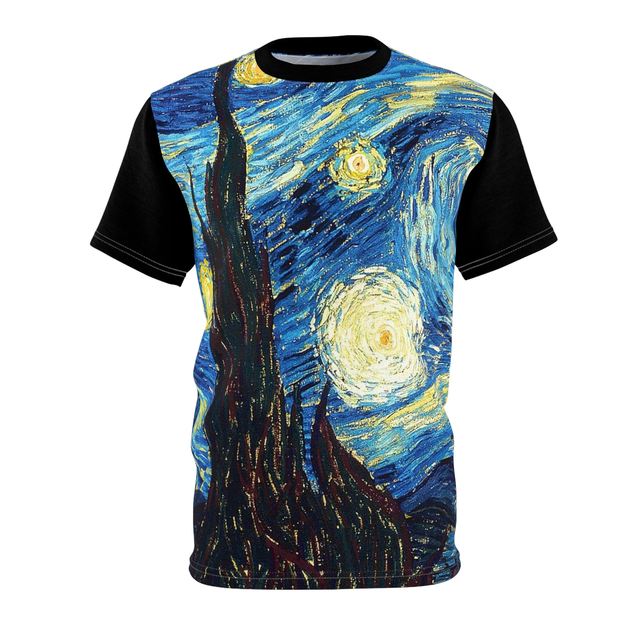 Starry Night Tee: Artistic Unisex Cut & Sew Graphic Tee