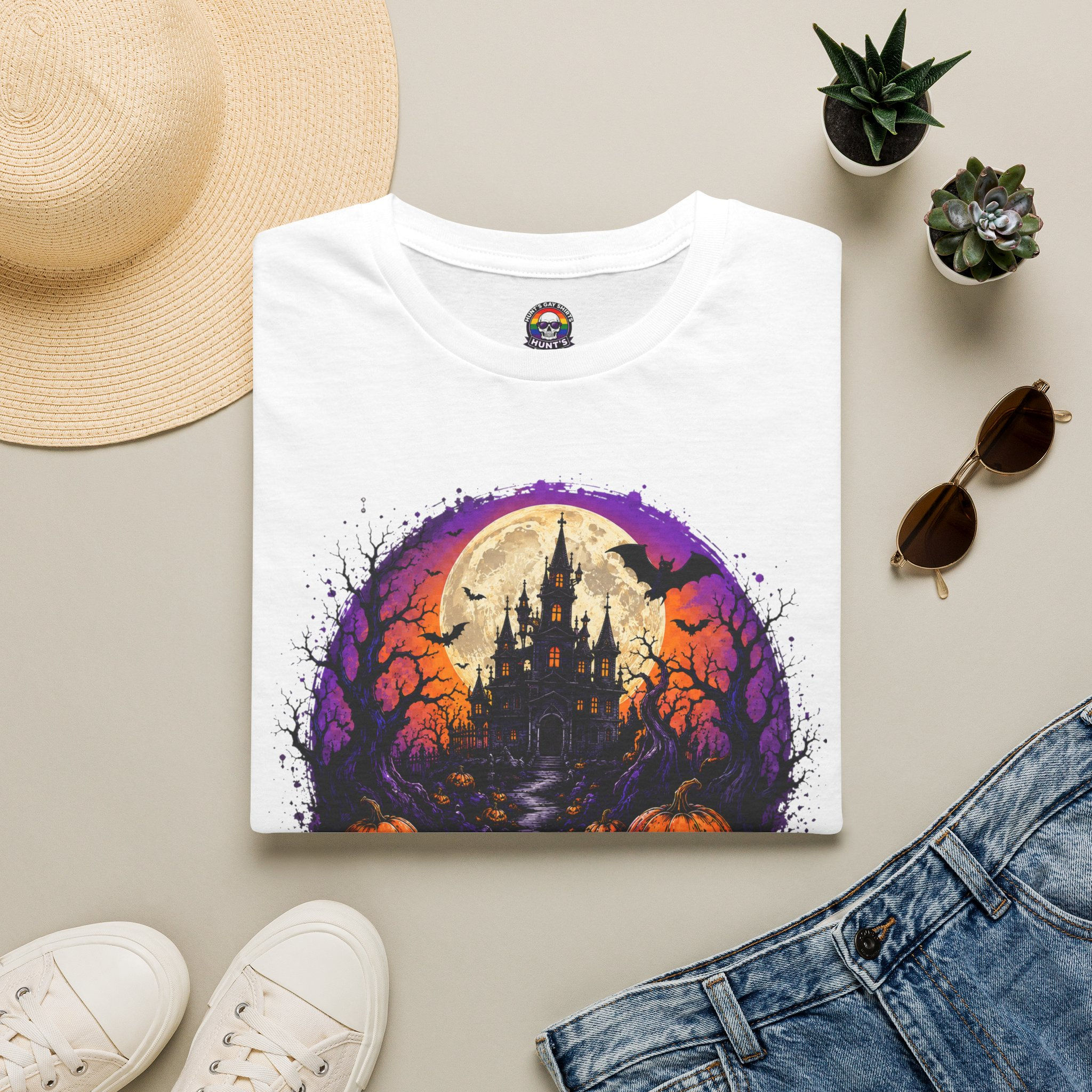 Halloween Haunted Castle T-Shirt — Spooky Pumpkin Night Graphic Tee
