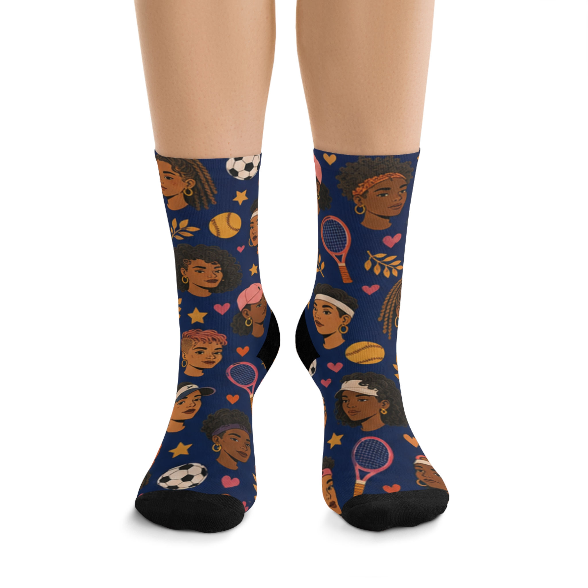 Athlete Icon Socks Women's Sports Pattern Recycled Poly Crew Socks