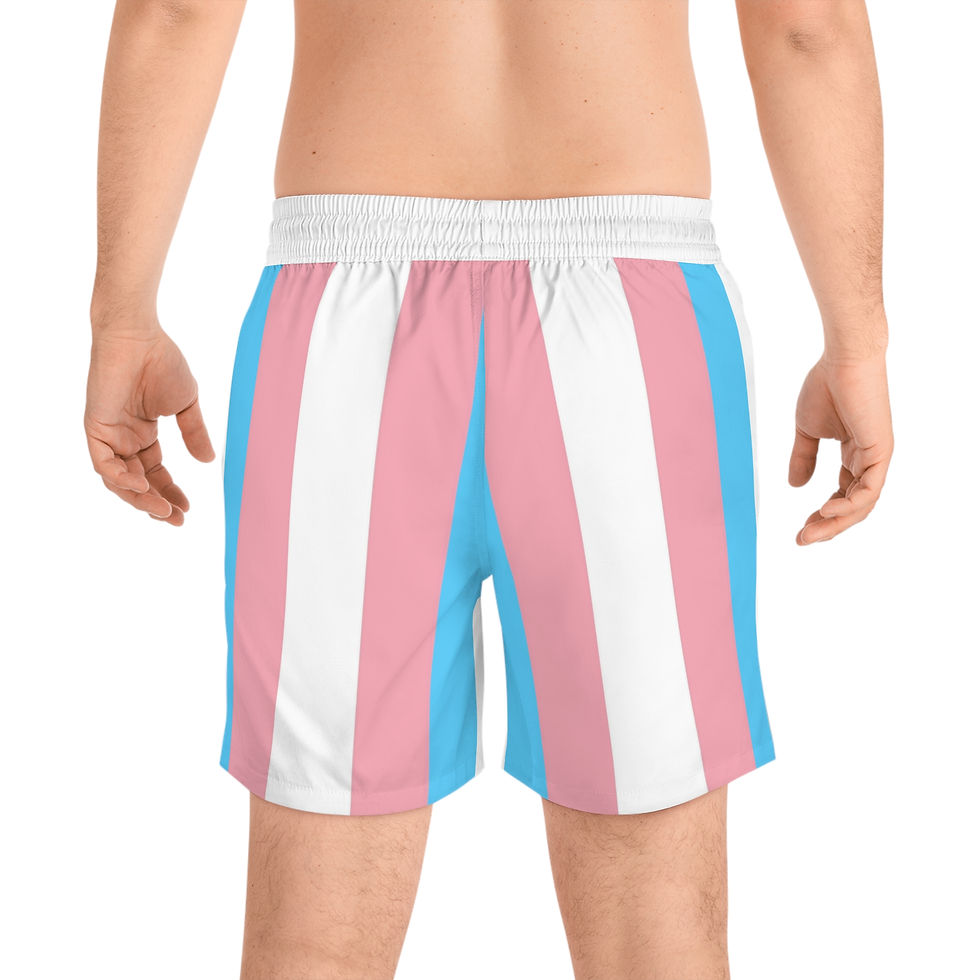 Thumbnail: Trans Pride Stripe Swim Shorts — Men’s Mid-Length Beach Trunks
