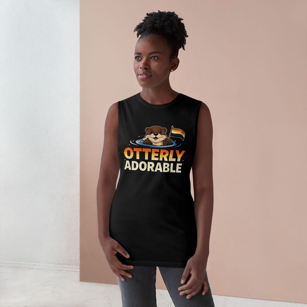 Thumbnail: Otterly Adorable Tank Top — Cute Otter Graphic with Pride Flag