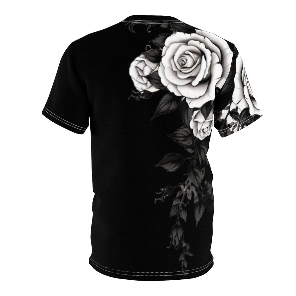 Thumbnail: Elegant Floral Unisex Tee - Black Rose Design