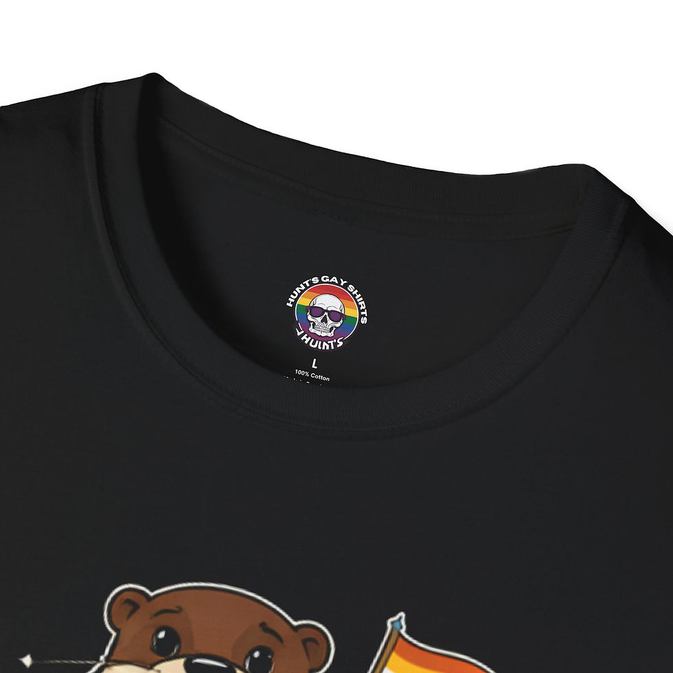 Thumbnail: Otterly Adorable T-Shirt — Retro Sunset Otter with Flag