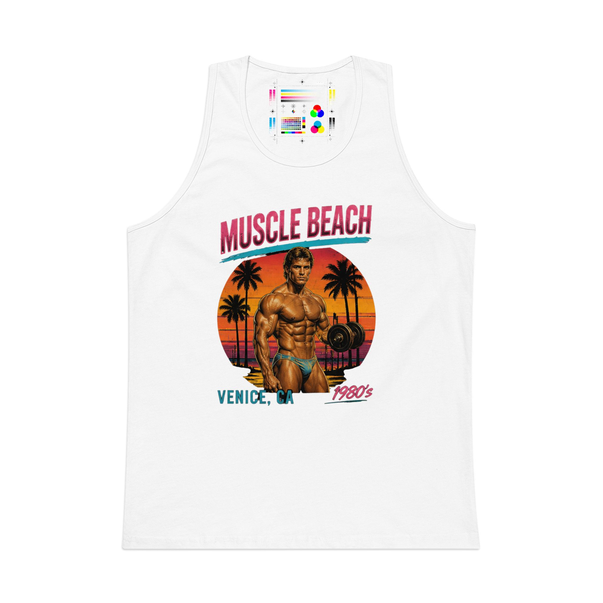 Muscle Beach Venice Tank Top — Retro 1980s Bodybuilder Beach Tee