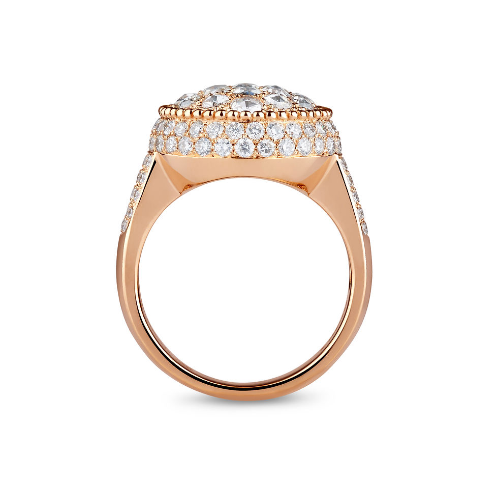 Thumbnail: 18K Rose Gold and Diamond Rosette Ladies Ring